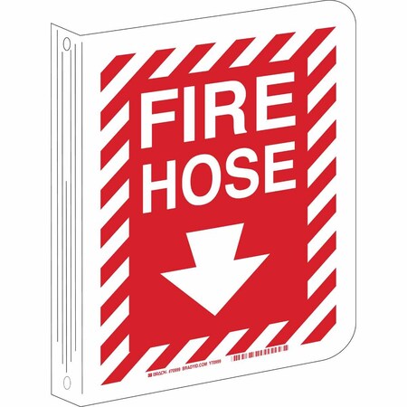 Brady Fire Hose Sign, 12 x 9In, White/Red, Printed Language: English 70999